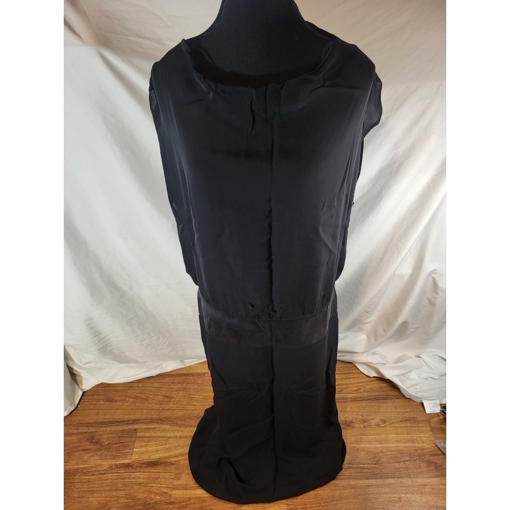 Stylein 100% Silk Black Drop Waist Cowl Neck Minimalist Dress Size M